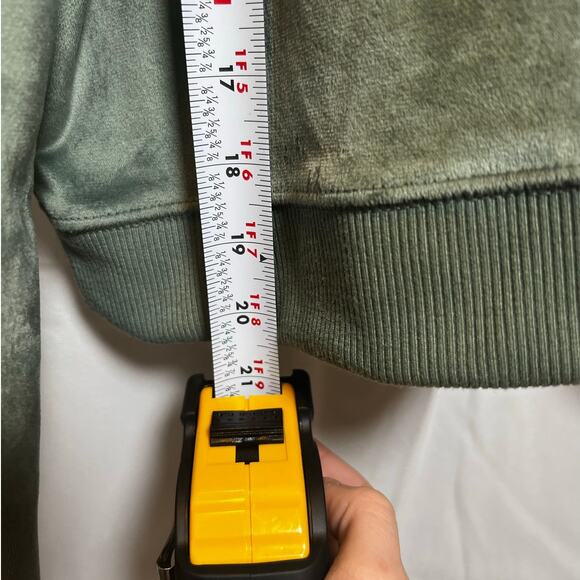 Aerie Dreamy Velour Cropped Hoodie Full Zip Green XL - Picture 7 of 8